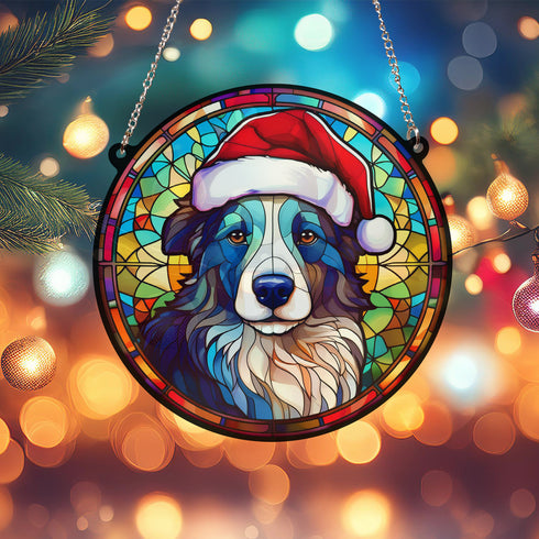 Border Collie Christmas Suncatcher